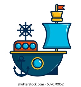 Toy sailing ship icon. Cartoon illustration of toy sailing ship vector icon for web design