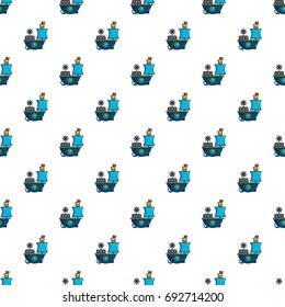 Toy sailing ship pattern in cartoon style. Seamless pattern vector illustration