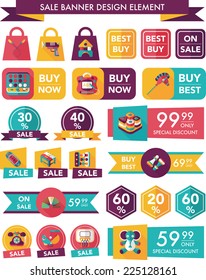 Toy sale banner design flat background set, eps10