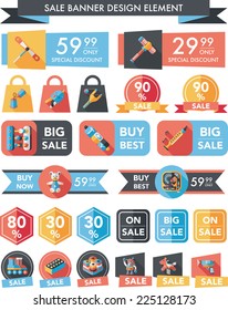 Toy sale banner design flat background set, eps10