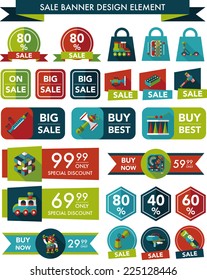 Toy sale banner design flat background set, eps10