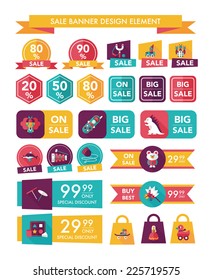 Toy sale banner design flat background set, eps10