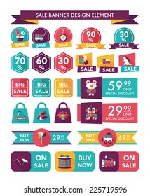 Toy sale banner design flat background set, eps10