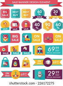 Toy sale banner design flat background set, eps10