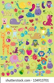  toy, set, zoo background, illustration