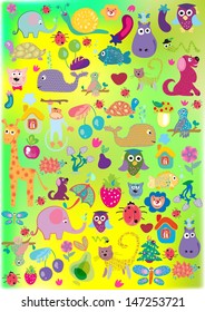 toy, set, zoo background, illustration