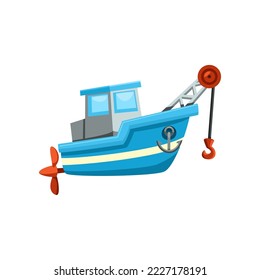 Toy ship or boat for kids flat vector illustration. Toy ship for children on white background. Childhood, entertainment, transport concept