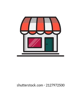 toy shop color icon, ice cream shop, kids snack shop, vector template illustration