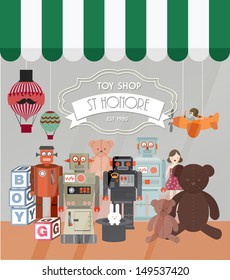 toy shop front window display vector/illustration