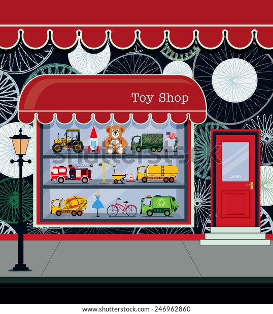 Toy Shop Fronts Along City Streets Stock Vector (Royalty Free ...