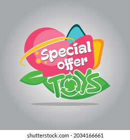 Toy shop offer tag, vector tag