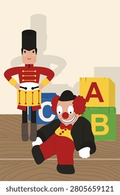 Toy Soldier and Clown with Blocks