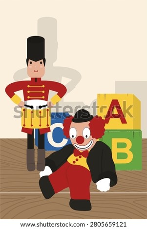 Toy Soldier and Clown with Blocks