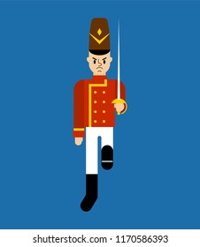 Toy soldier Guardsman plaything isolated. Vector illustration. 