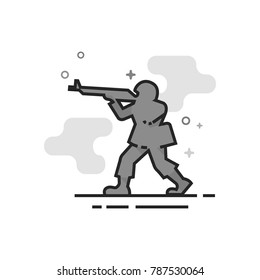 Toy soldier icon in flat outlined grayscale style. Vector illustration.