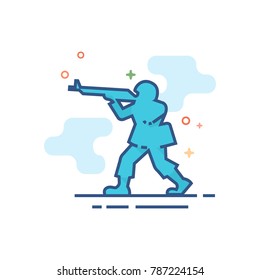 Toy soldier icon in outlined flat color style. Vector illustration.