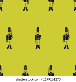 Toy soldier pattern seamless. Guardsman plaything background. Vector illustration. 