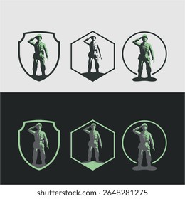Speelgoedsoldaat vector, miniatuur lood, plastic leger, militair beeldje speelgoed soldaat vector schets