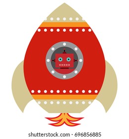 Toy spaceship with toy robot inside