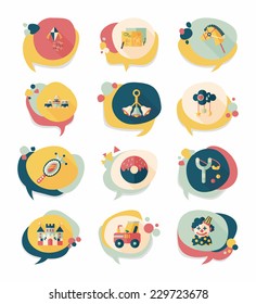 Toy speech bubble banner design flat background set, eps10