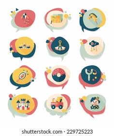 Toy speech bubble banner design flat background set, eps10