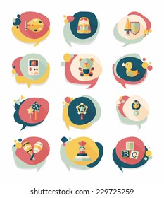 Toy speech bubble banner design flat background set, eps10