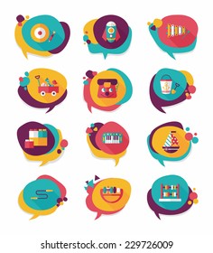 Toy speech bubble banner design flat background set, eps10