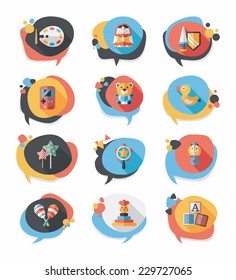 Toy speech bubble banner design flat background set, eps10