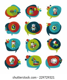 Toy speech bubble banner design flat background set, eps10