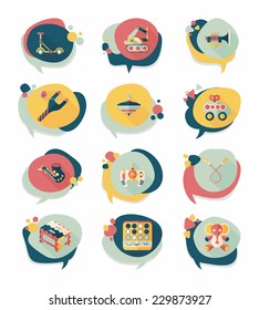 Toy speech bubble banner design flat background set, eps10