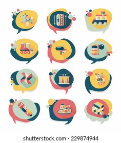 Toy speech bubble banner design flat background set, eps10