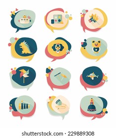 Toy speech bubble banner design flat background set, eps10