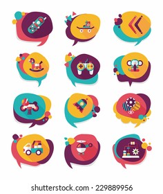 Toy speech bubble banner design flat background set, eps10
