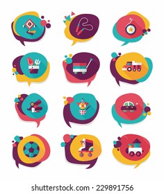 Toy speech bubble banner design flat background set, eps10