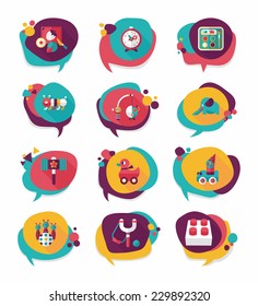 Toy speech bubble banner design flat background set, eps10