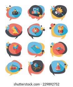 Toy speech bubble banner design flat background set, eps10