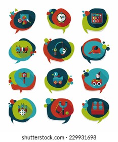 Toy speech bubble banner design flat background set, eps10