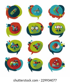 Toy speech bubble banner design flat background set, eps10