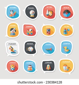 Toy speech bubble banner design flat background set, eps10