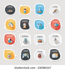 Toy speech bubble banner design flat background set, eps10