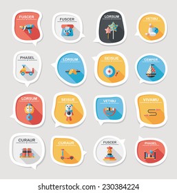 Toy speech bubble banner design flat background set, eps10