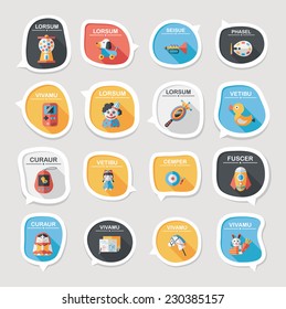 Toy speech bubble banner design flat background set, eps10