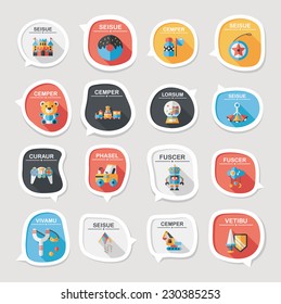 Toy speech bubble banner design flat background set, eps10