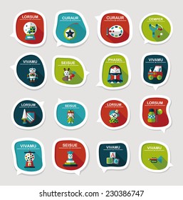 Toy speech bubble banner design flat background set, eps10