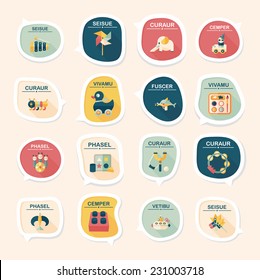 Toy speech bubble banner design flat background set, eps10