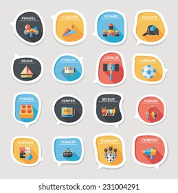 Toy speech bubble banner design flat background set, eps10