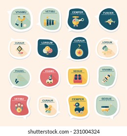 Toy speech bubble banner design flat background set, eps10