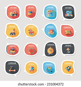 Toy speech bubble banner design flat background set, eps10