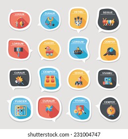 Toy speech bubble banner design flat background set, eps10