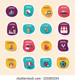 Toy speech bubble banner design flat background set, eps10